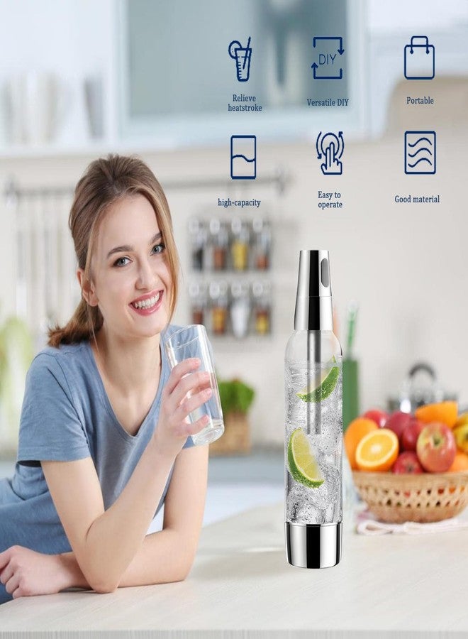 وفر في استهلاك المياه الغازية - صانع مشروبات غازية محمول، اصنع لترًا واحدًا في المنزل في 30 ثانية، لا حاجة للكهرباء (فضي) - Image 4